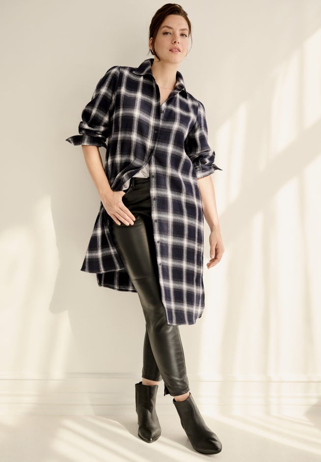 Flannel Button-Front Mega Tunic image number 3