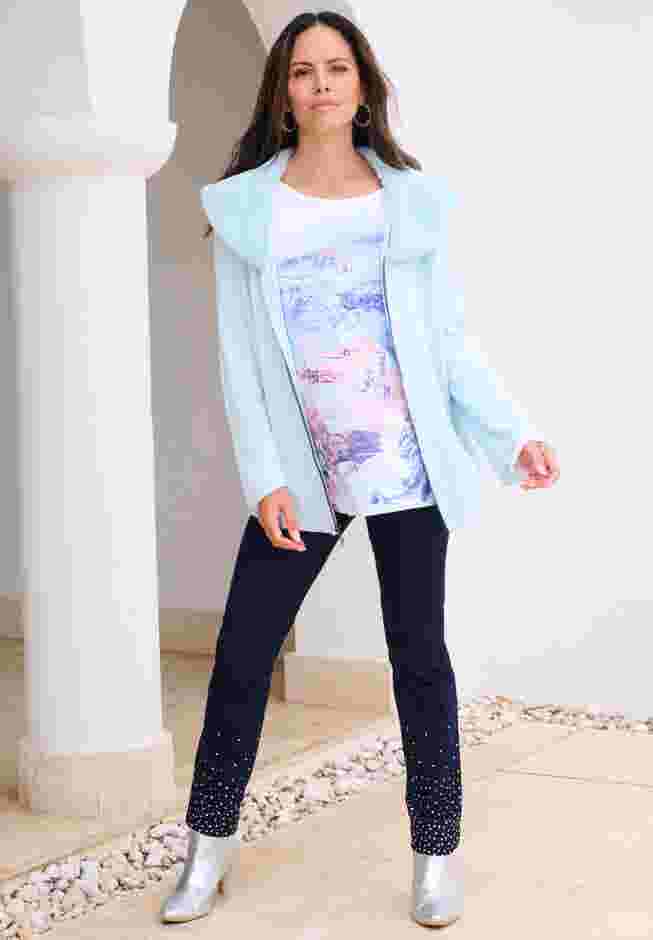 Plus Size Invisible Stretch® Embellished Straight-Leg Iconic Jean image number 3