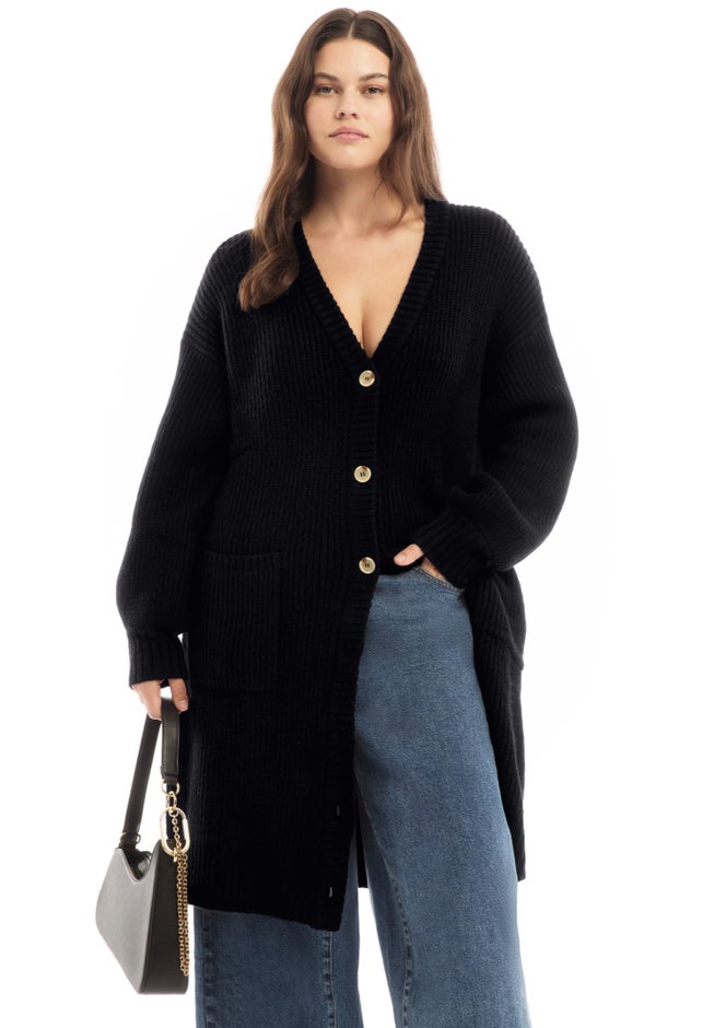 Midi-Length Button-Down Cardigan image number 3