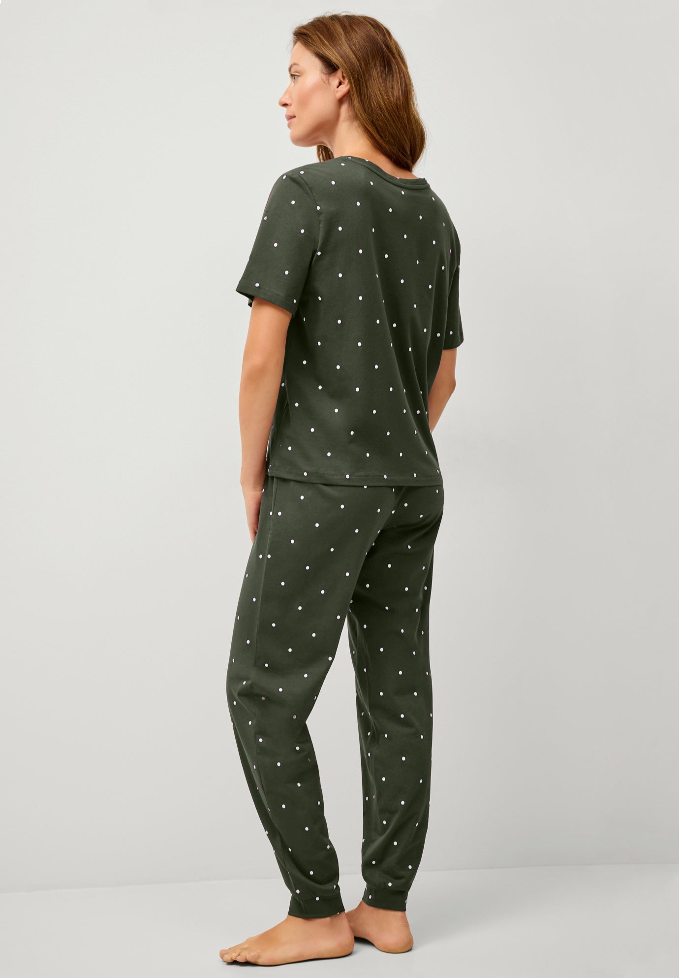 Cotton Spandex Short Sleeve Tee & Jogger 2-Piece Sleep Set image number 1