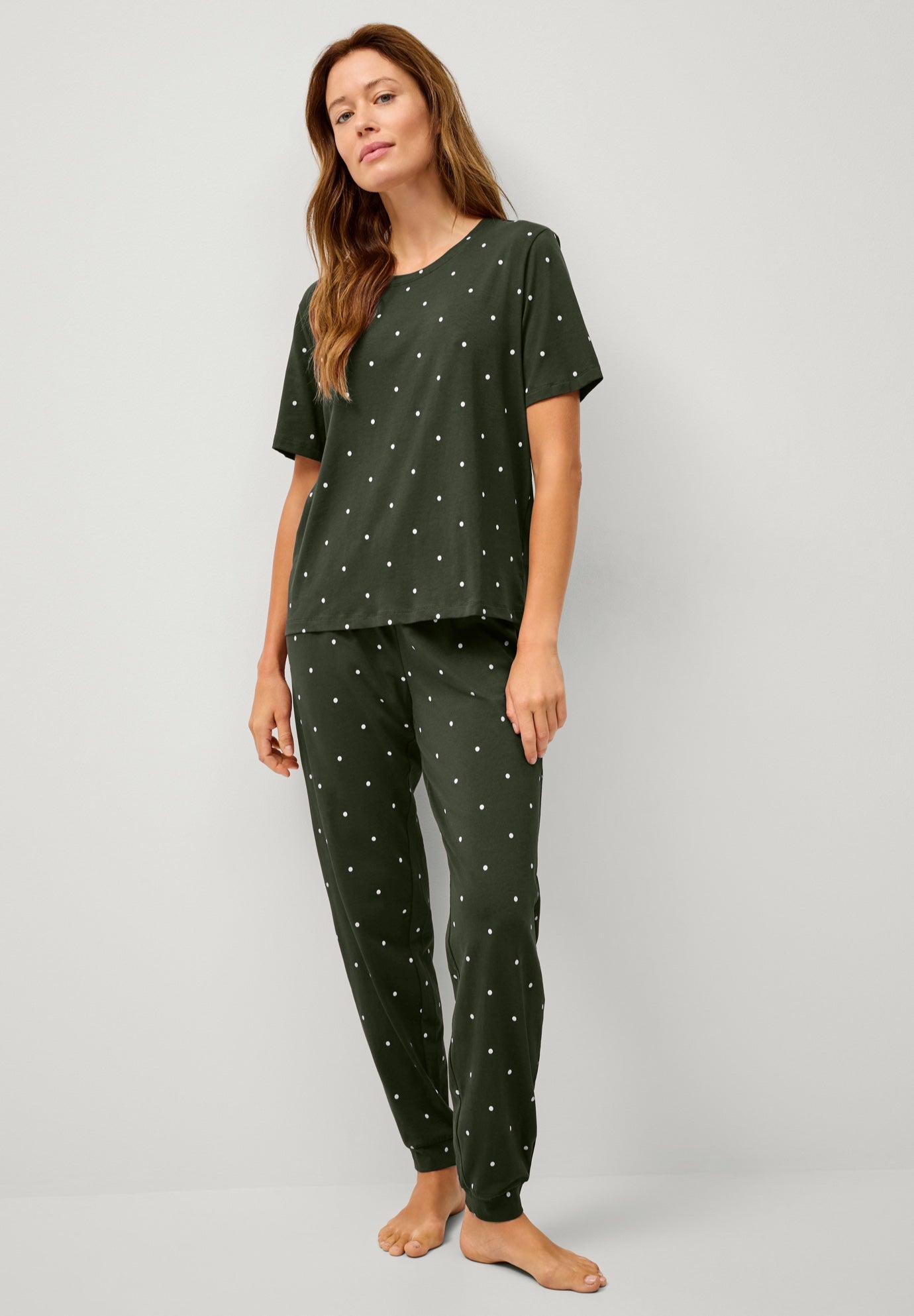 Cotton Spandex Short Sleeve Tee & Jogger 2-Piece Sleep Set image number 0