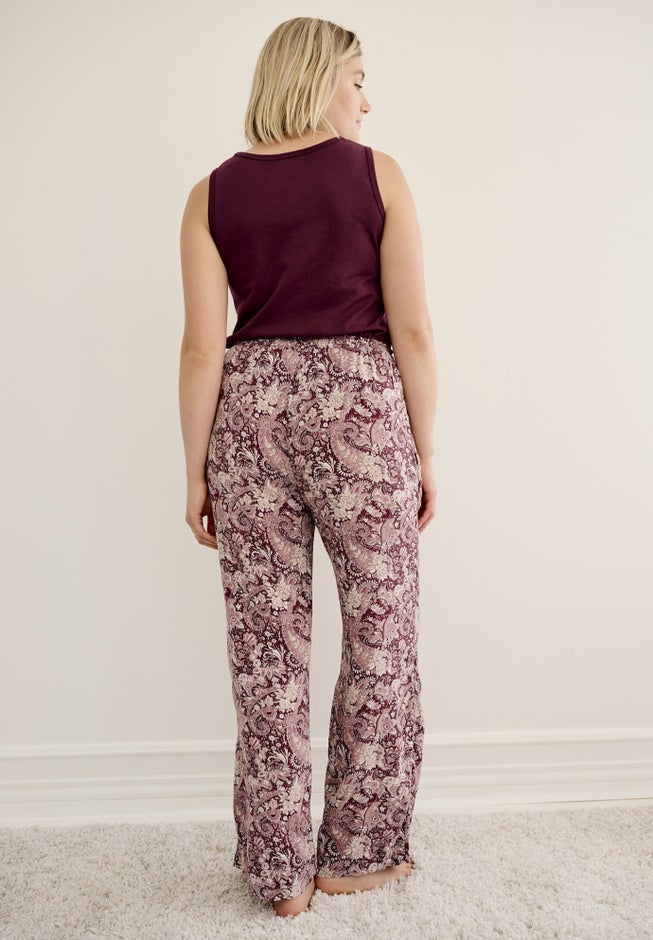 Wide-Leg Sleep Pant with Tassel Drawstring image number null
