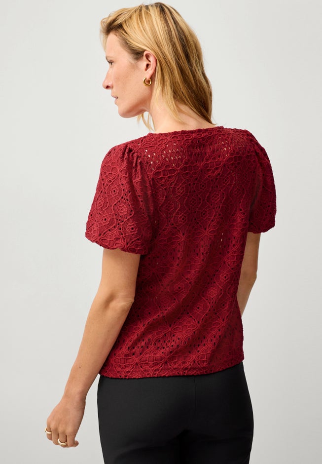 Short Puff Sleeve Lace Tee image number null