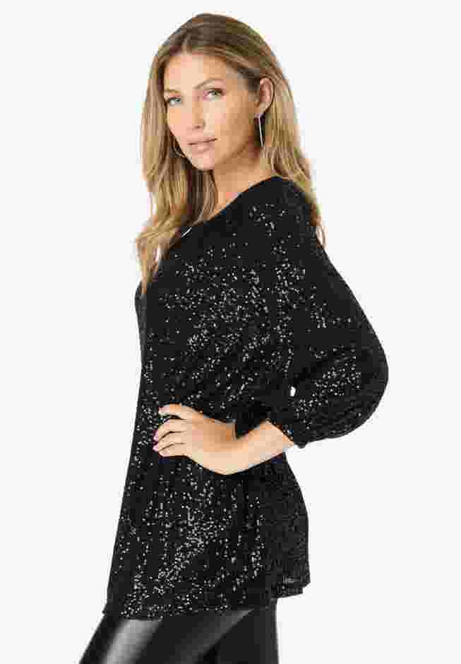 Sequin Keyhole Blouse image number 3