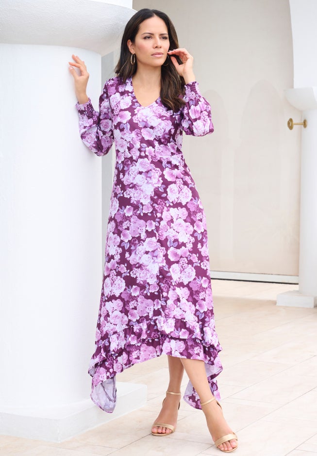 Blouson-Sleeve Ruffle Maxi Dress image number 4