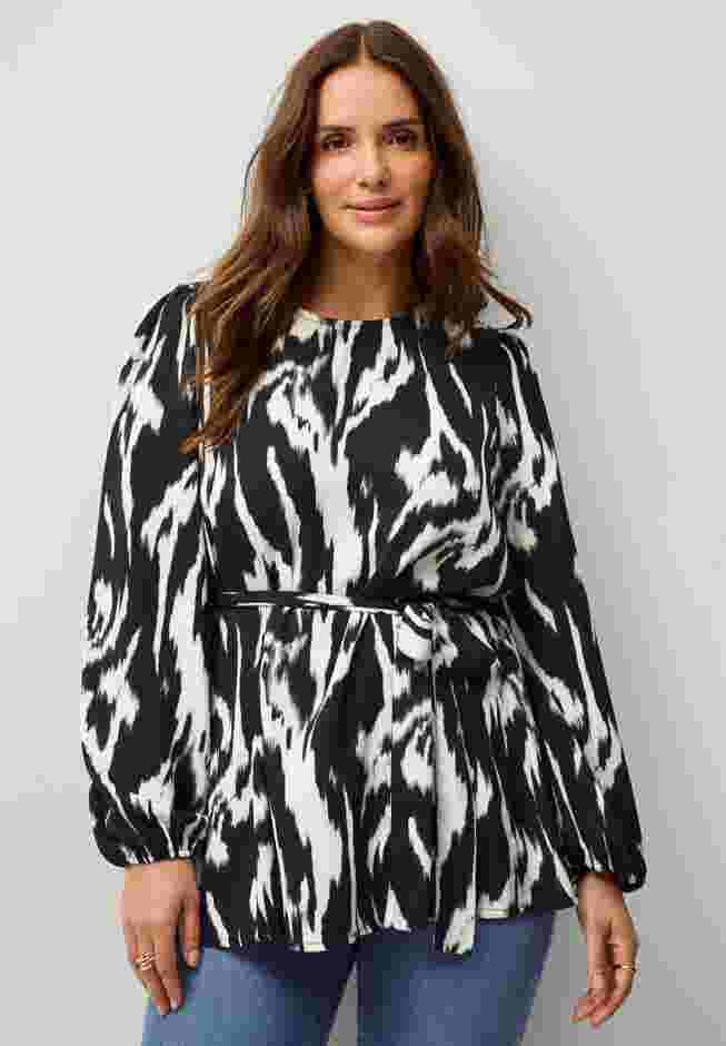 Blouson Sleeve Belted Tunic image number 0