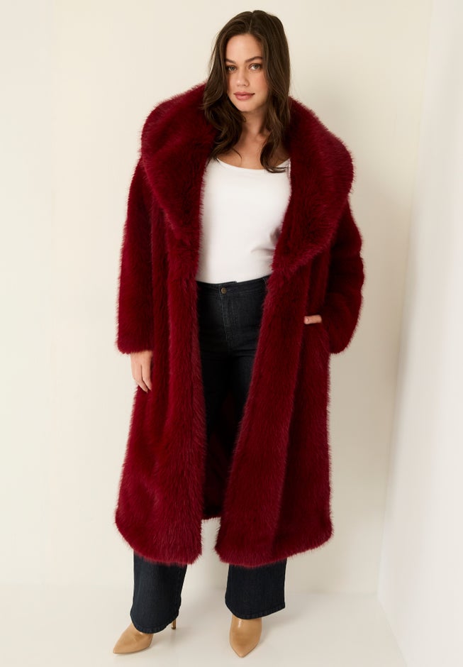 Shaggy Faux Fur Coat image number null
