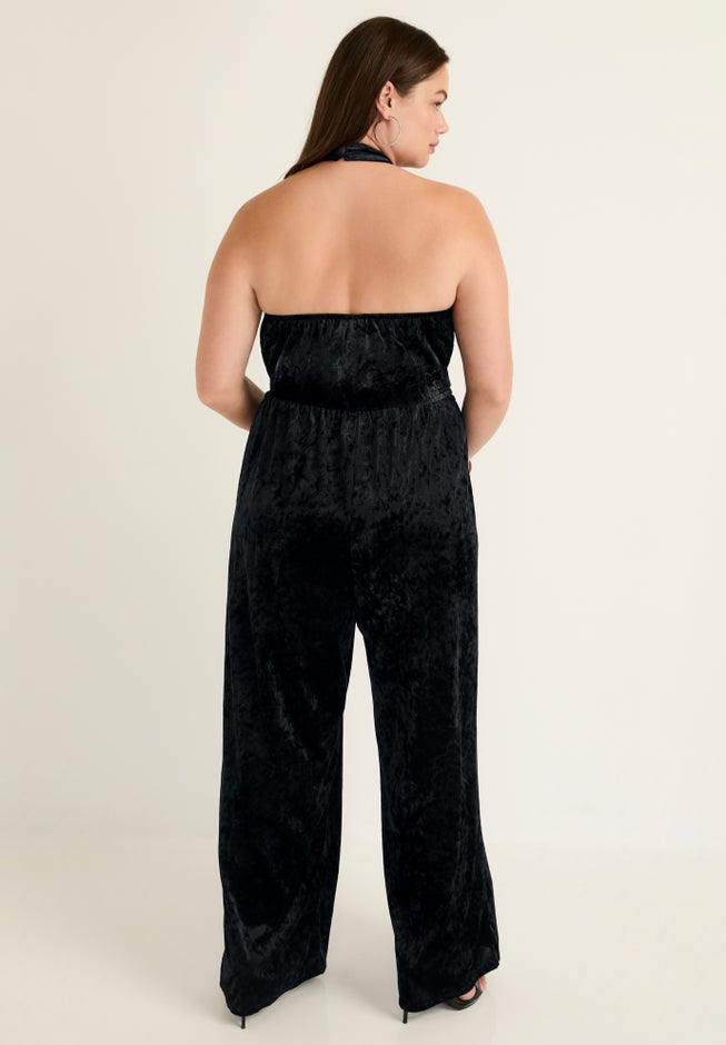 Crushed Velvet Halterneck Jumpsuit image number 1