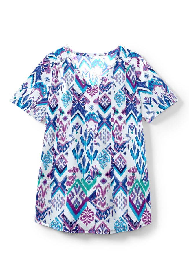 Short-Sleeve V-Neck Shirred Tee image number 13