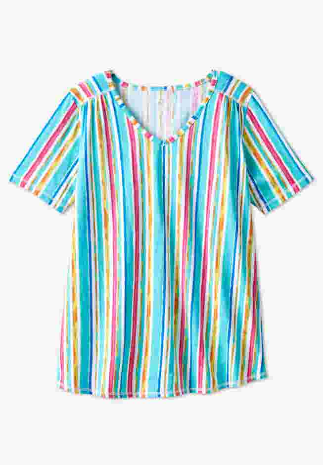 Short-Sleeve V-Neck Shirred Tee image number 10