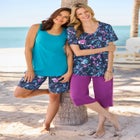 Short-Sleeve V-Neck Shirred Tee image number null