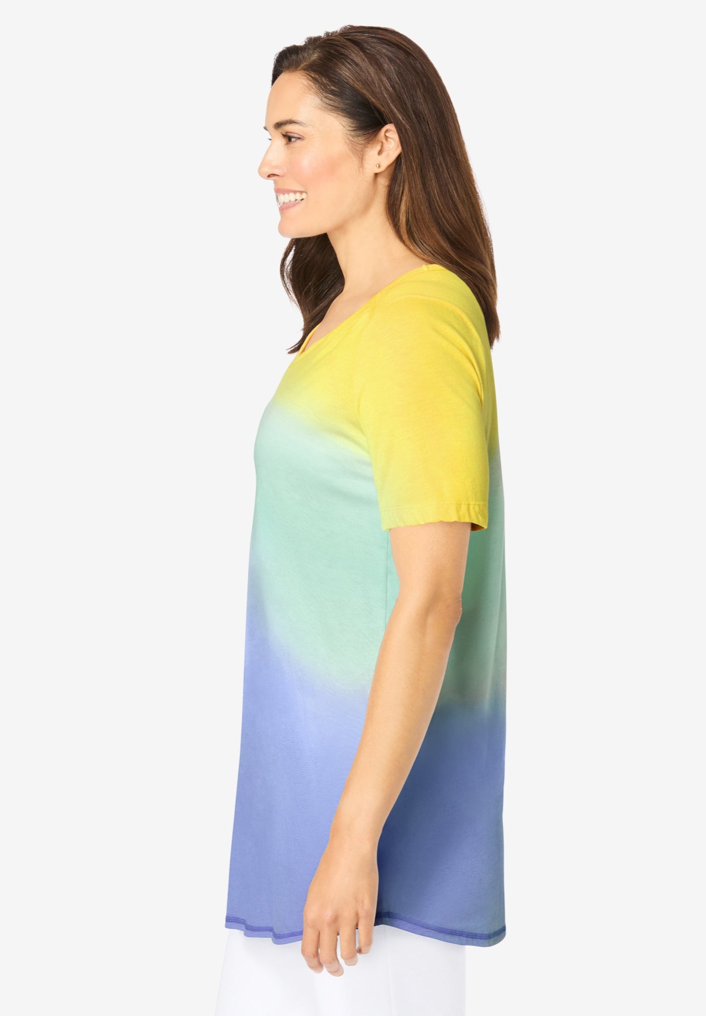 Short-Sleeve V-Neck Shirred Tee image number 3