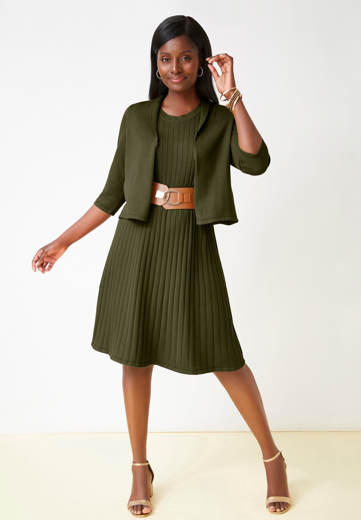 2-Piece Sweater Jacket Dress image number 0