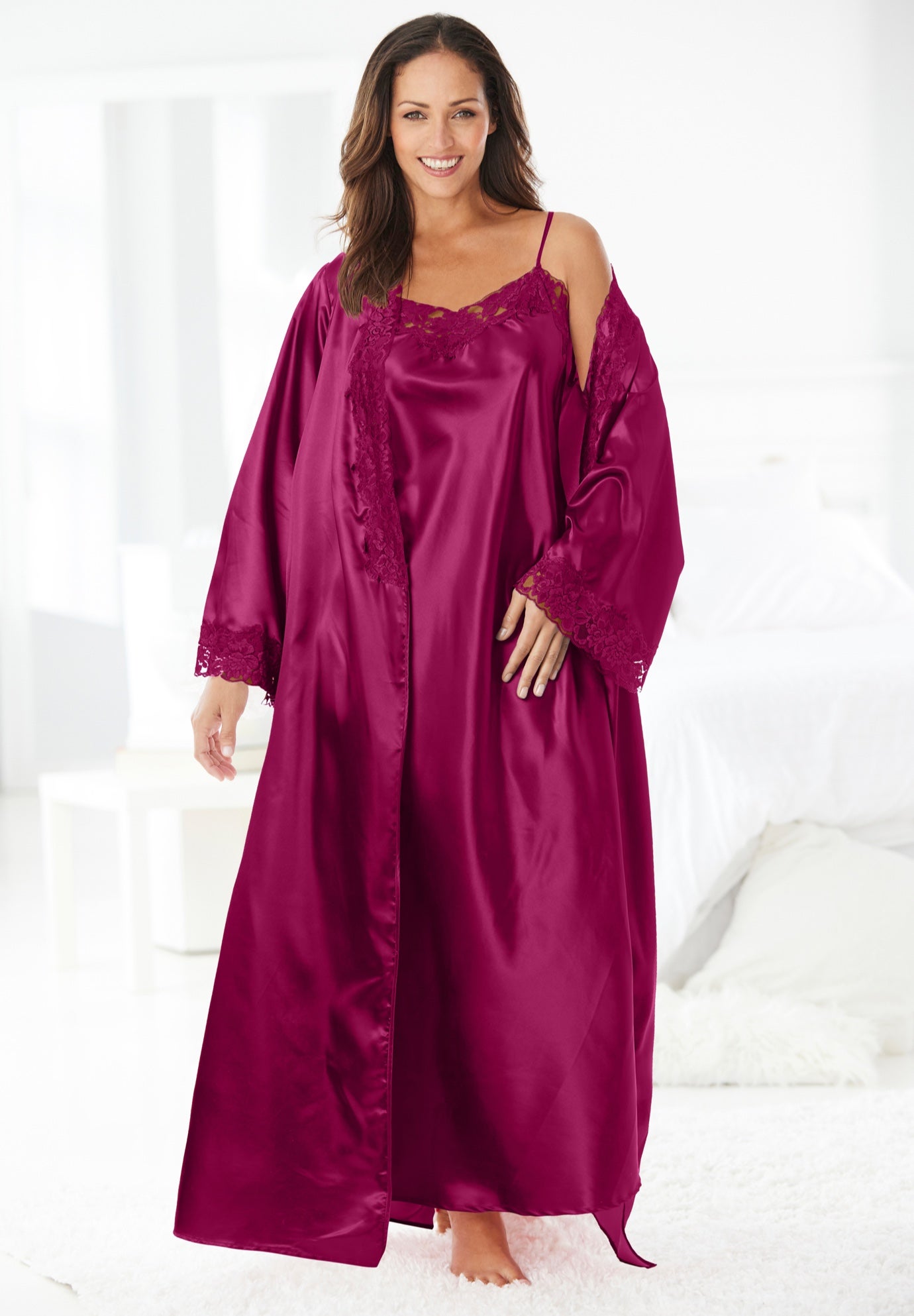 The Luxe Satin Long Peignoir Set image number 0