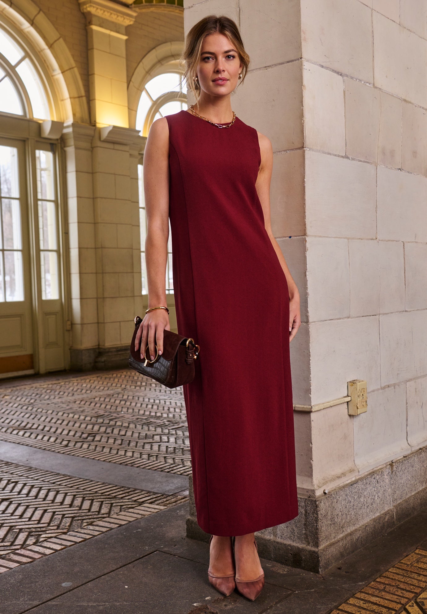 Stretch Crepe Maxi Jacket Dress image number 1