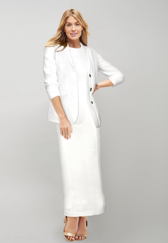 2-Piece Stretch Crepe Single-Breasted Maxi Jacket Dress image number 0