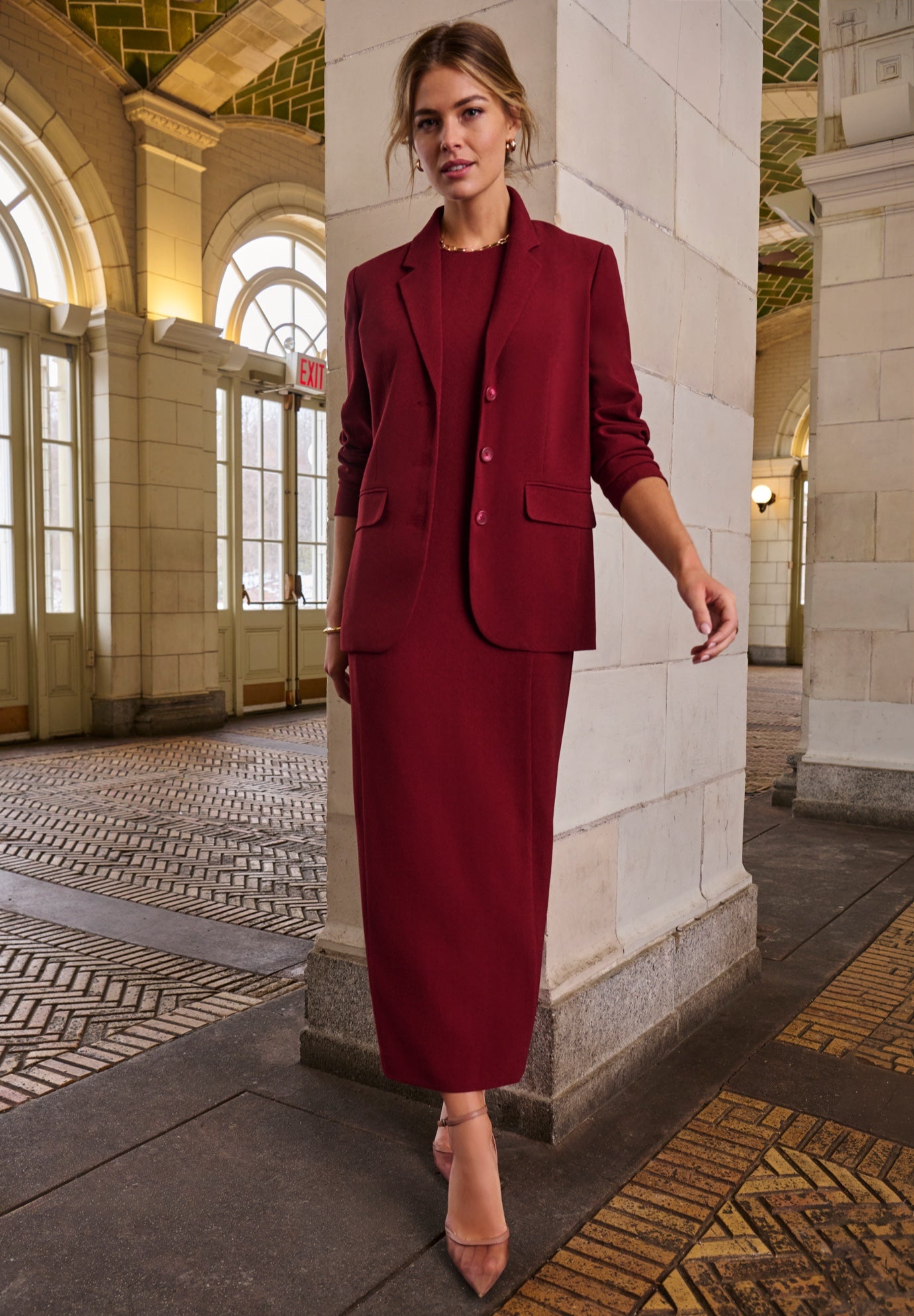 Stretch Crepe Maxi Jacket Dress image number 0