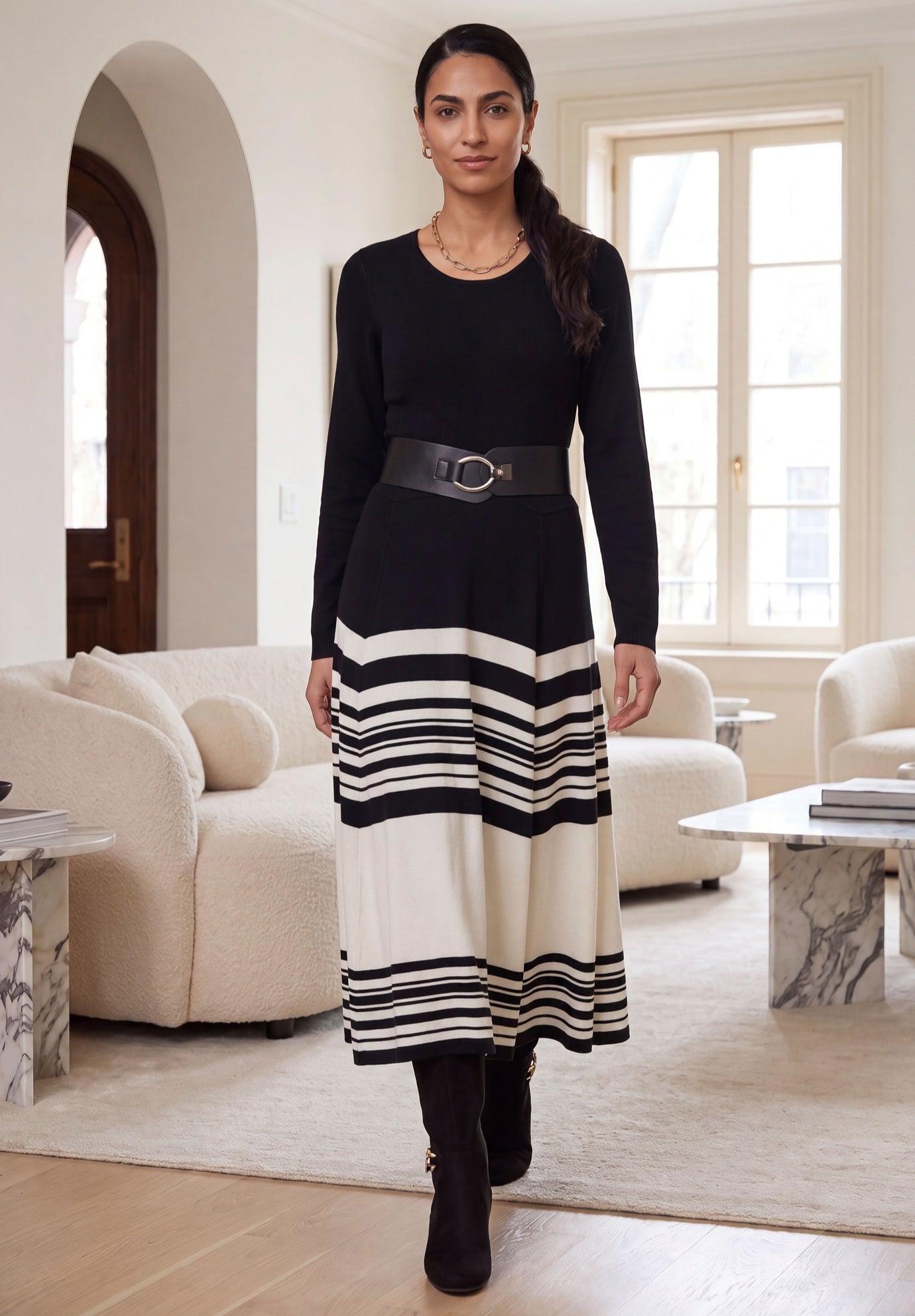 Fit and Flare Sweater Dress image number 0