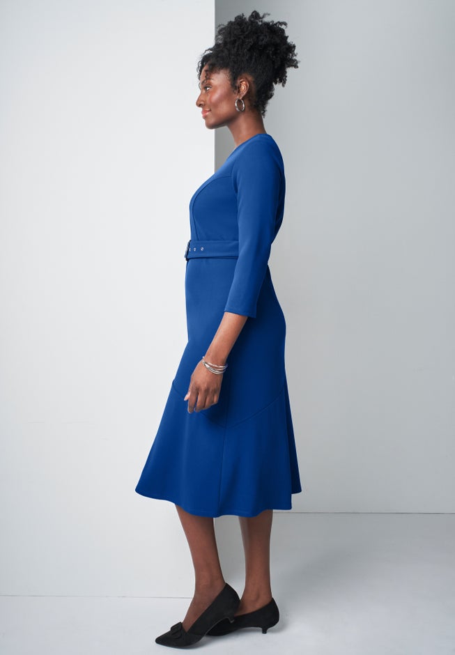 Knit Crepe Belt Dress image number 2