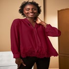 Lace Trim Bow Blouse image number null