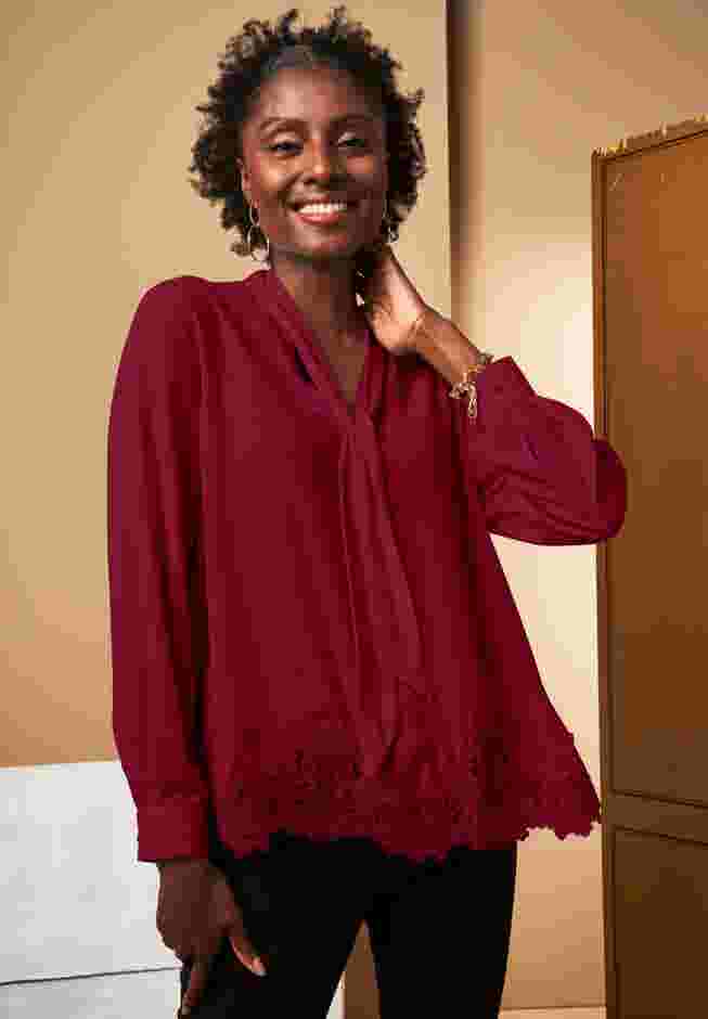 Lace Trim Bow Blouse image number 0