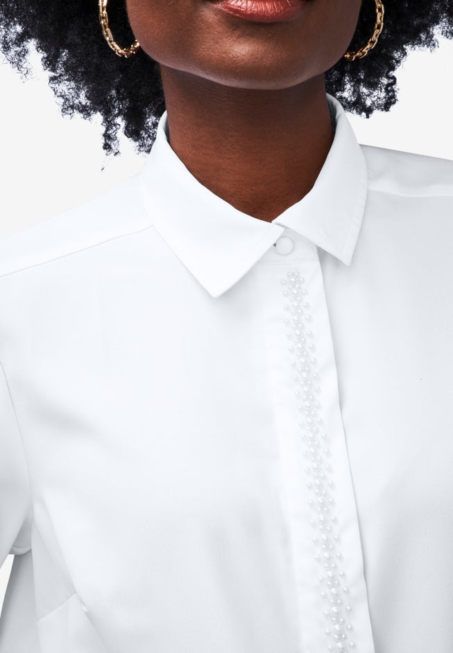 Georgette Pearl Trim Blouse image number 4