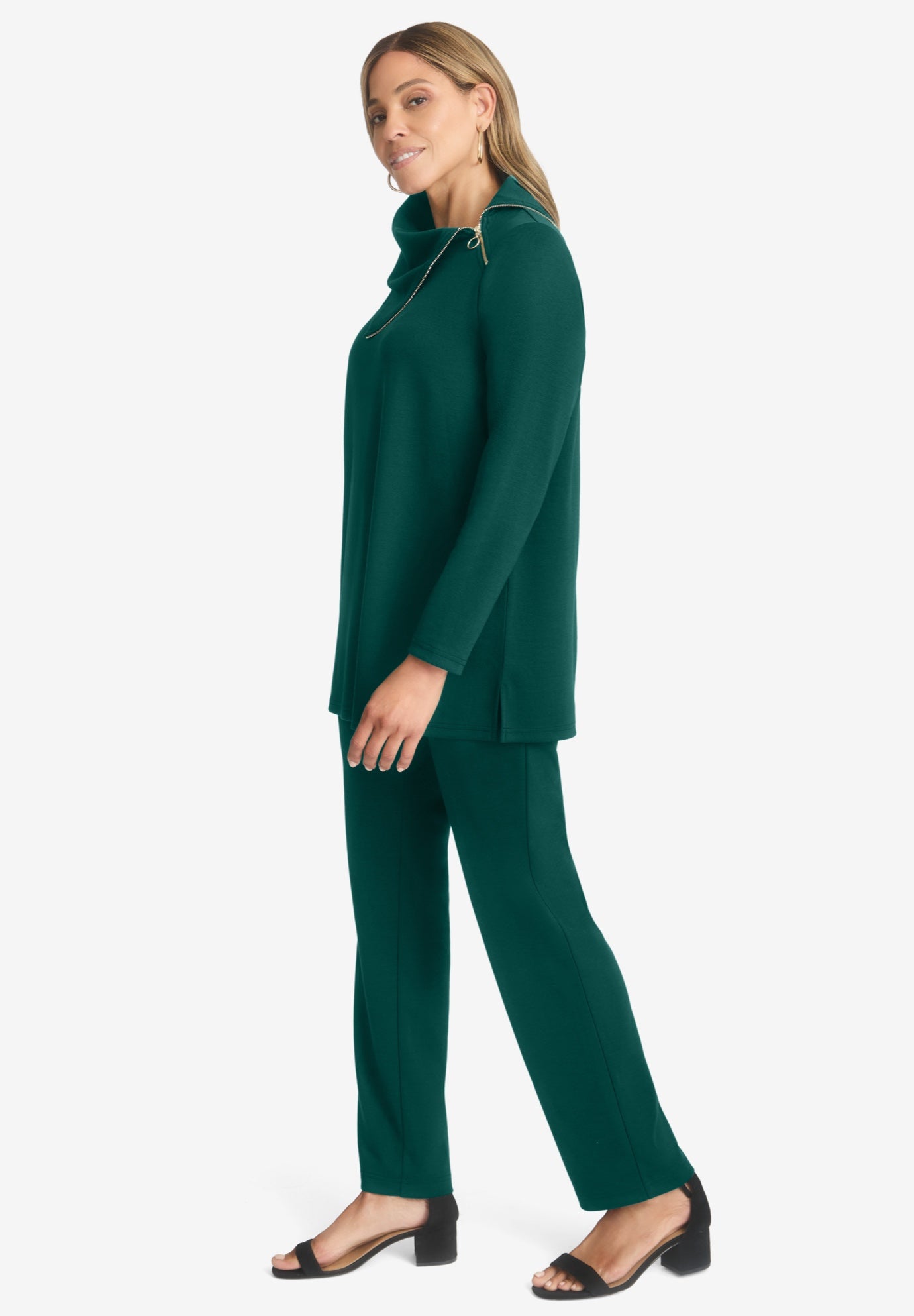 Ponte Split Neck 2-Piece Set image number 1