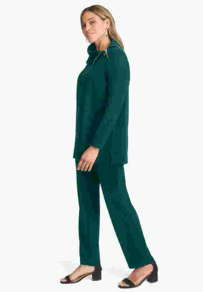 Ponte Split Neck 2-Piece Set image number 2
