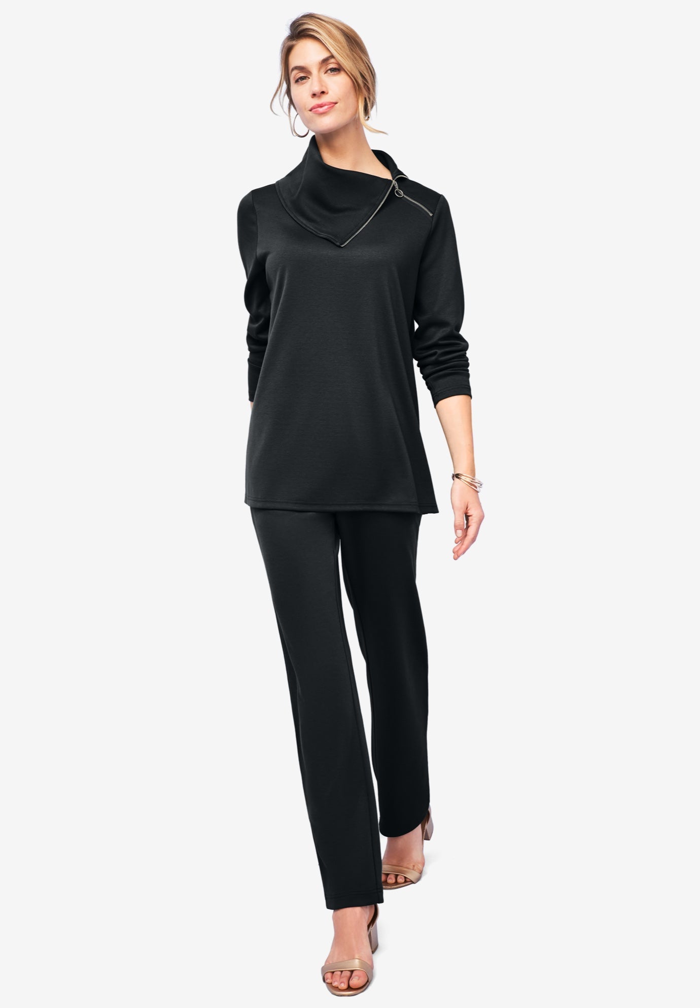 Ponte Split Neck 2-Piece Set image number 0