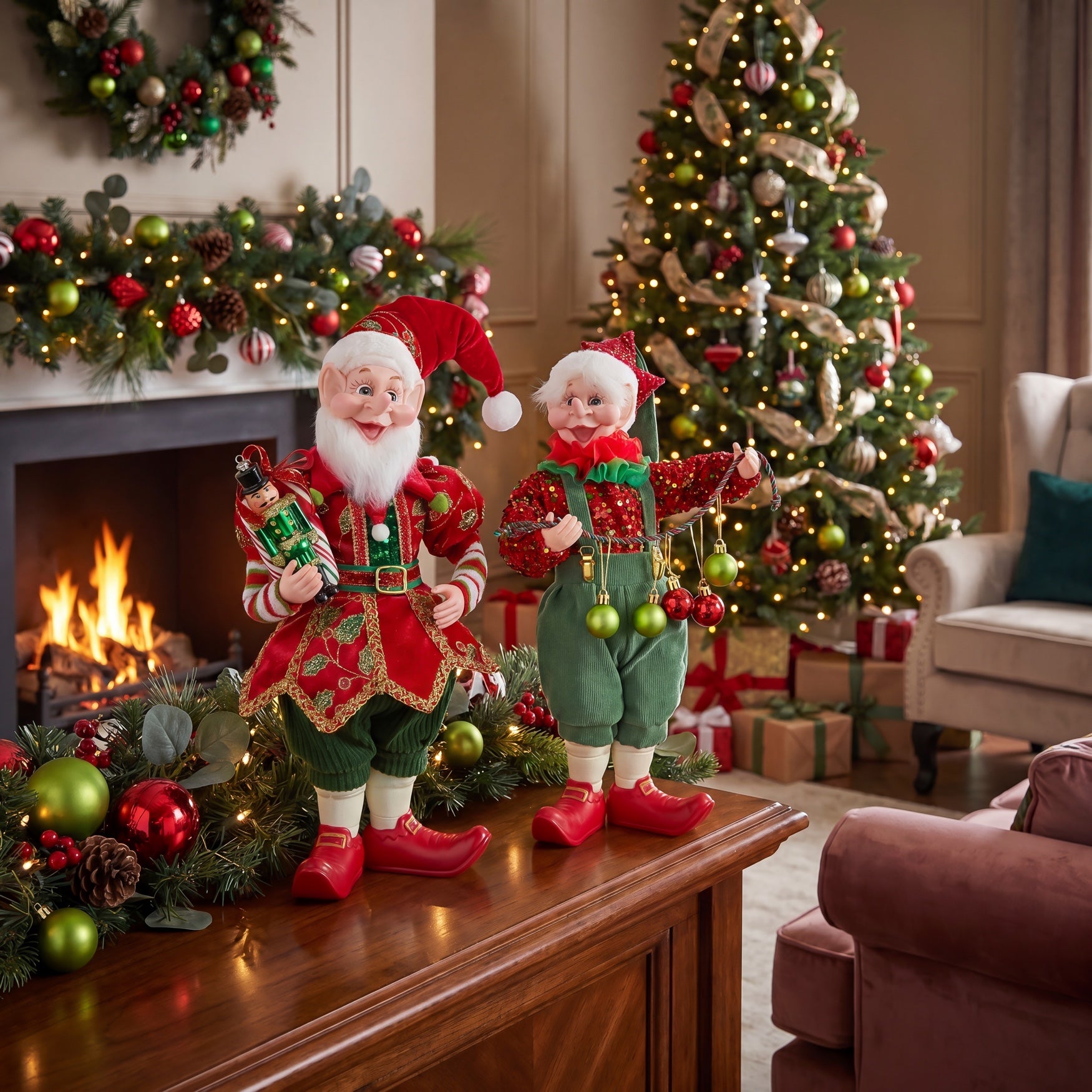 16"H Elf With Ornament Garland image number 2
