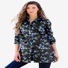 Plus Size Kate Long Sleeve Tunic Easy Cotton-Blend Button-Front Shirt image number null