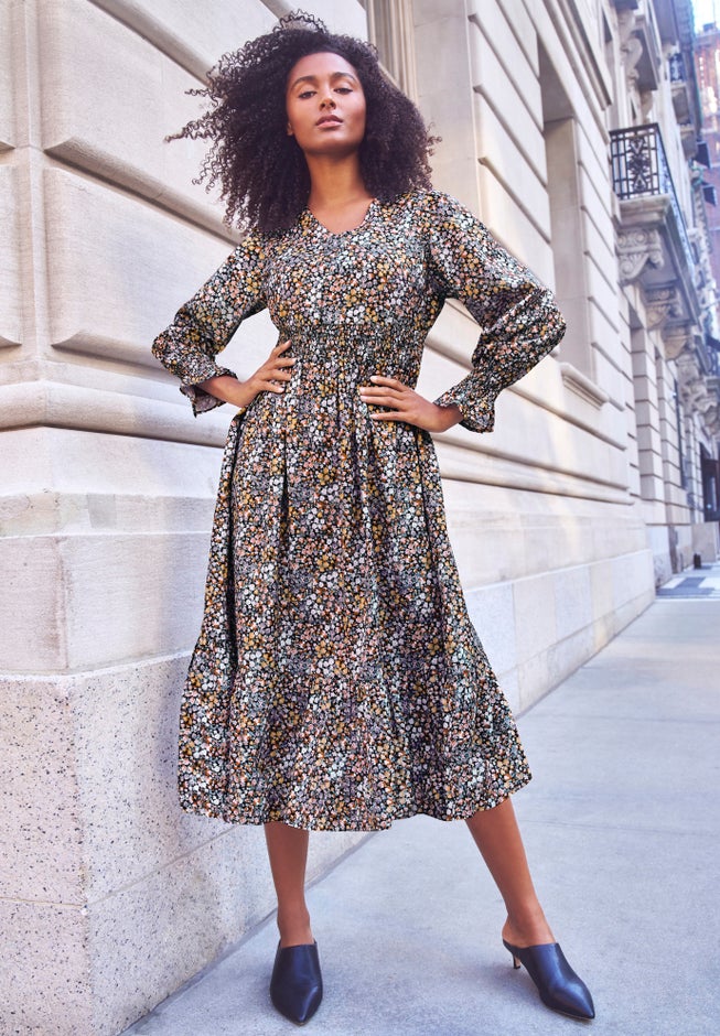 Smocked Waist Midi Dress image number 4