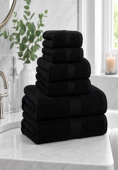 BH Studio 6-Piece 100% Cotton Bath Towel Set, 550 GSM