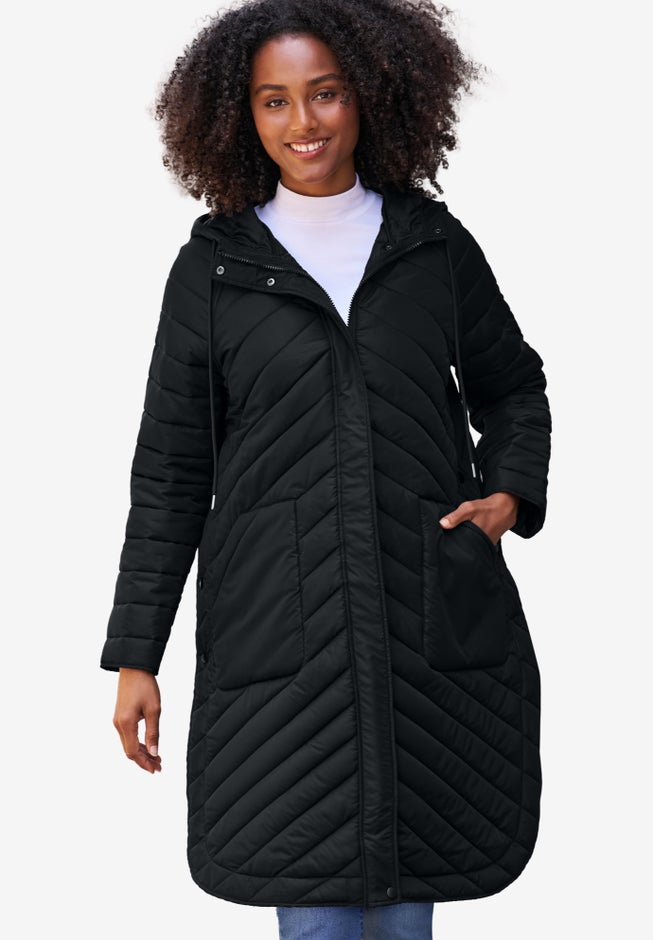 Quilted Jacket With Curved Bottom & Side Snaps image number null