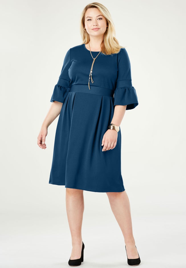 Ponte Fit & Flare Dress image number null