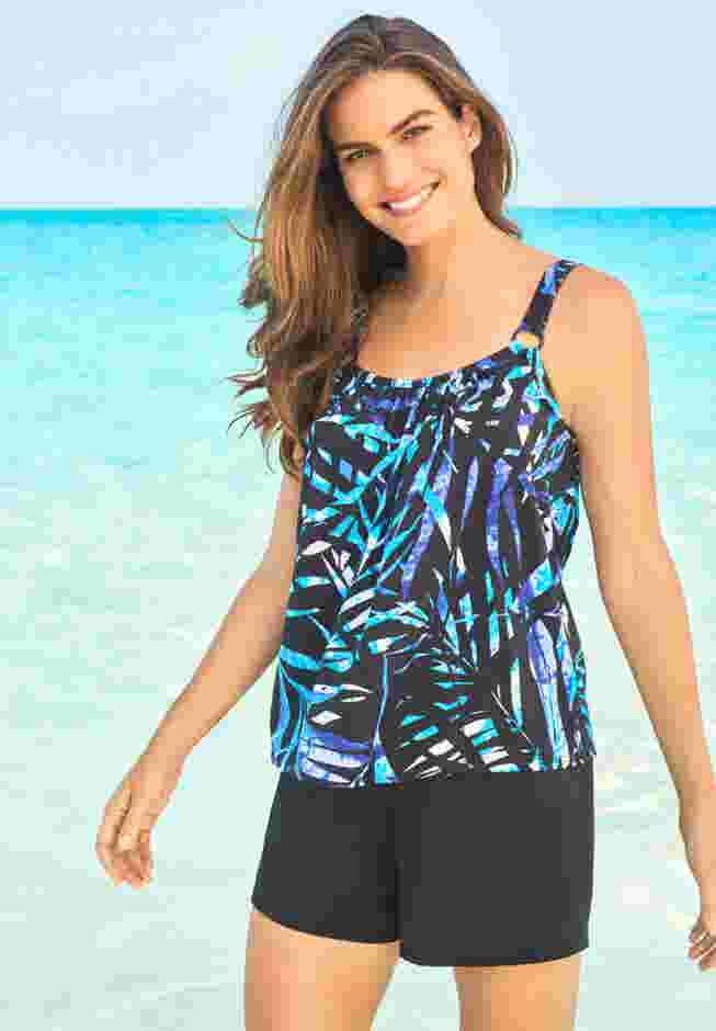 Tank Overlay Swim Romper image number 0