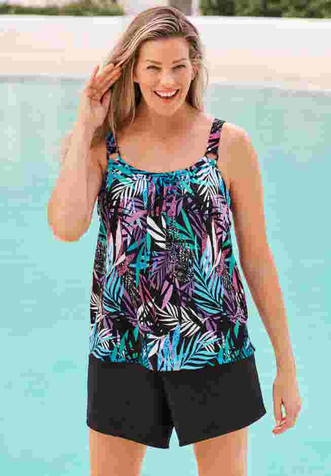 Tank Overlay Swim Romper image number 0