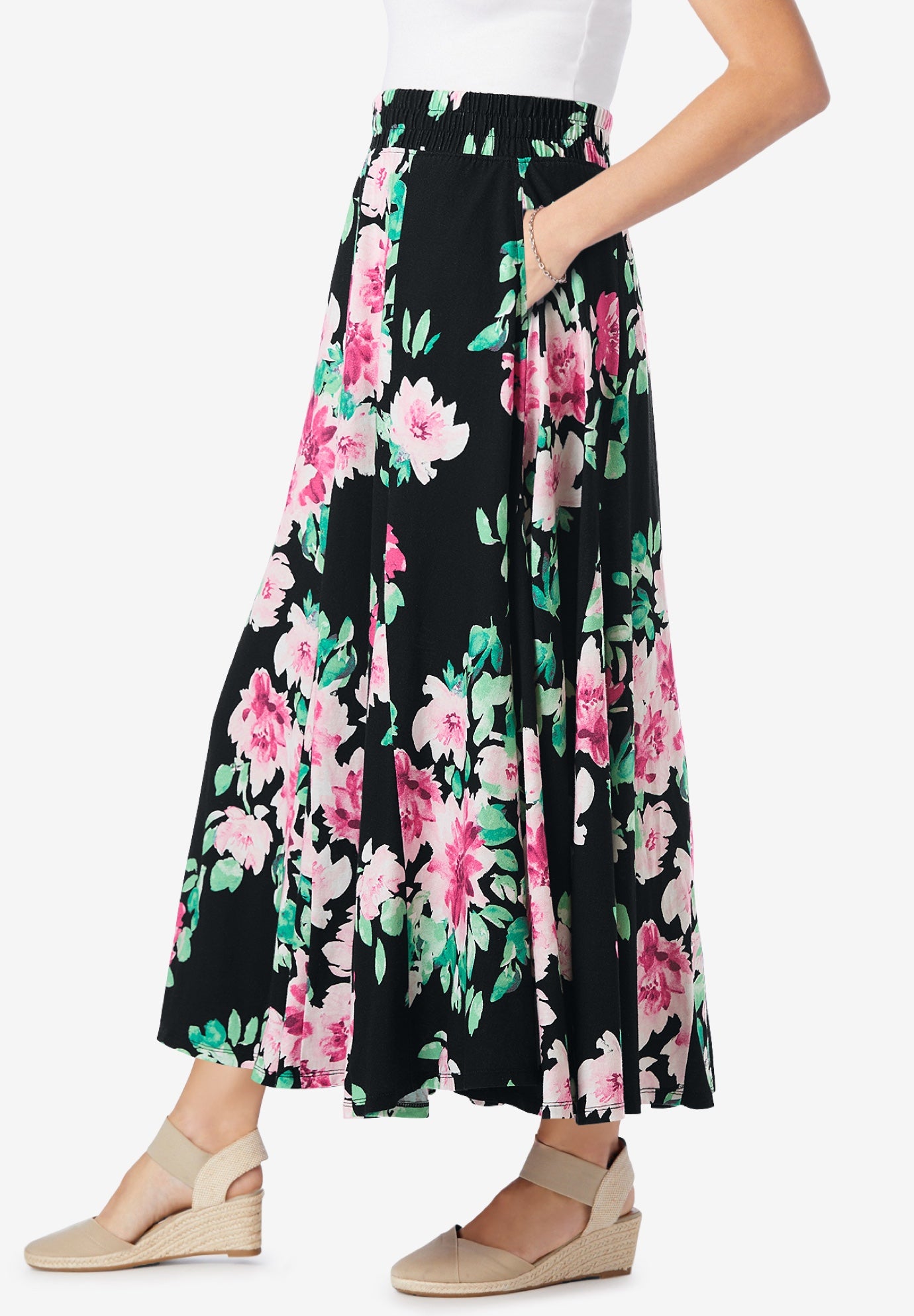 Wide Elastic Waist Skirt image number 4
