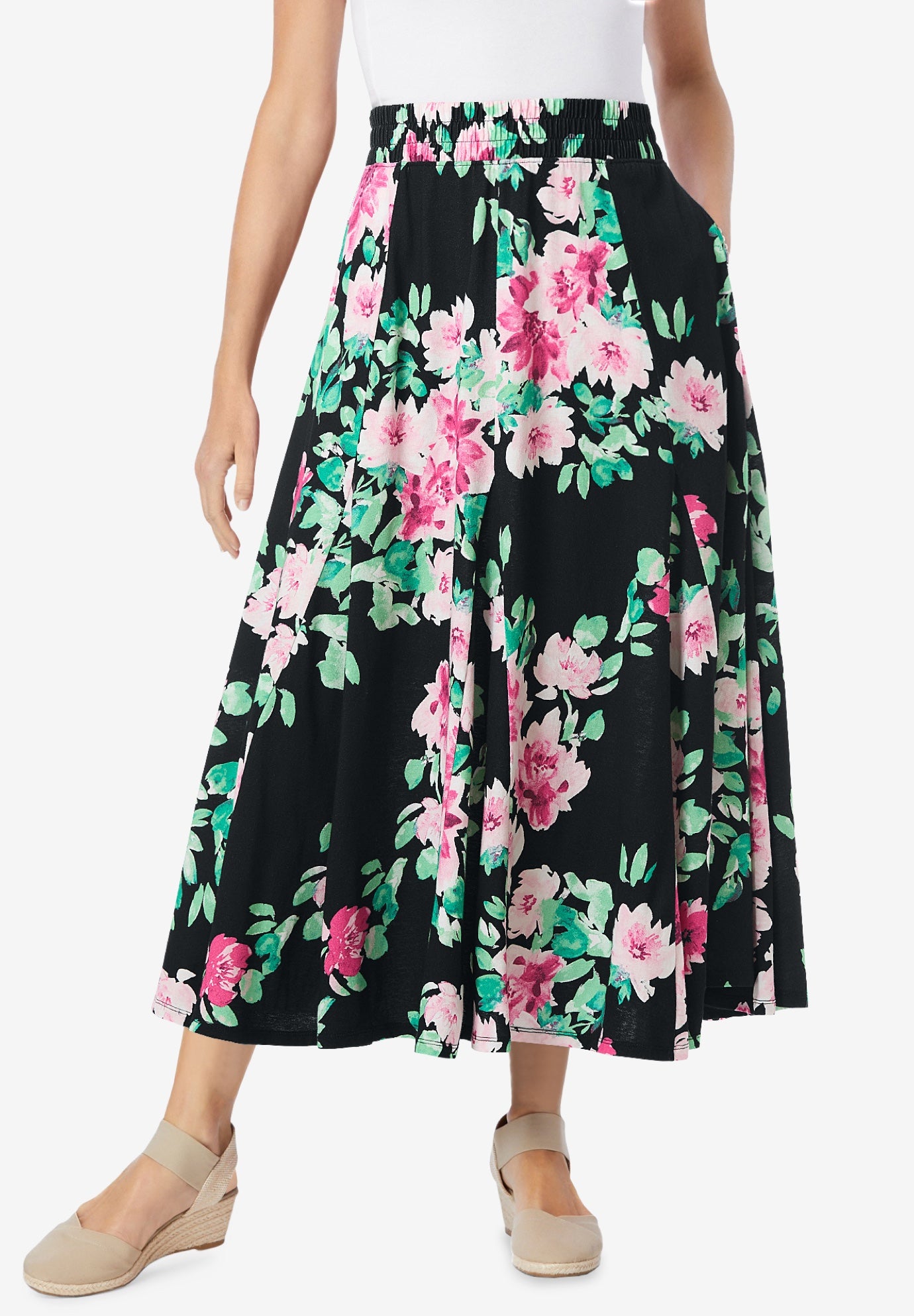 Wide Elastic Waist Skirt image number 1