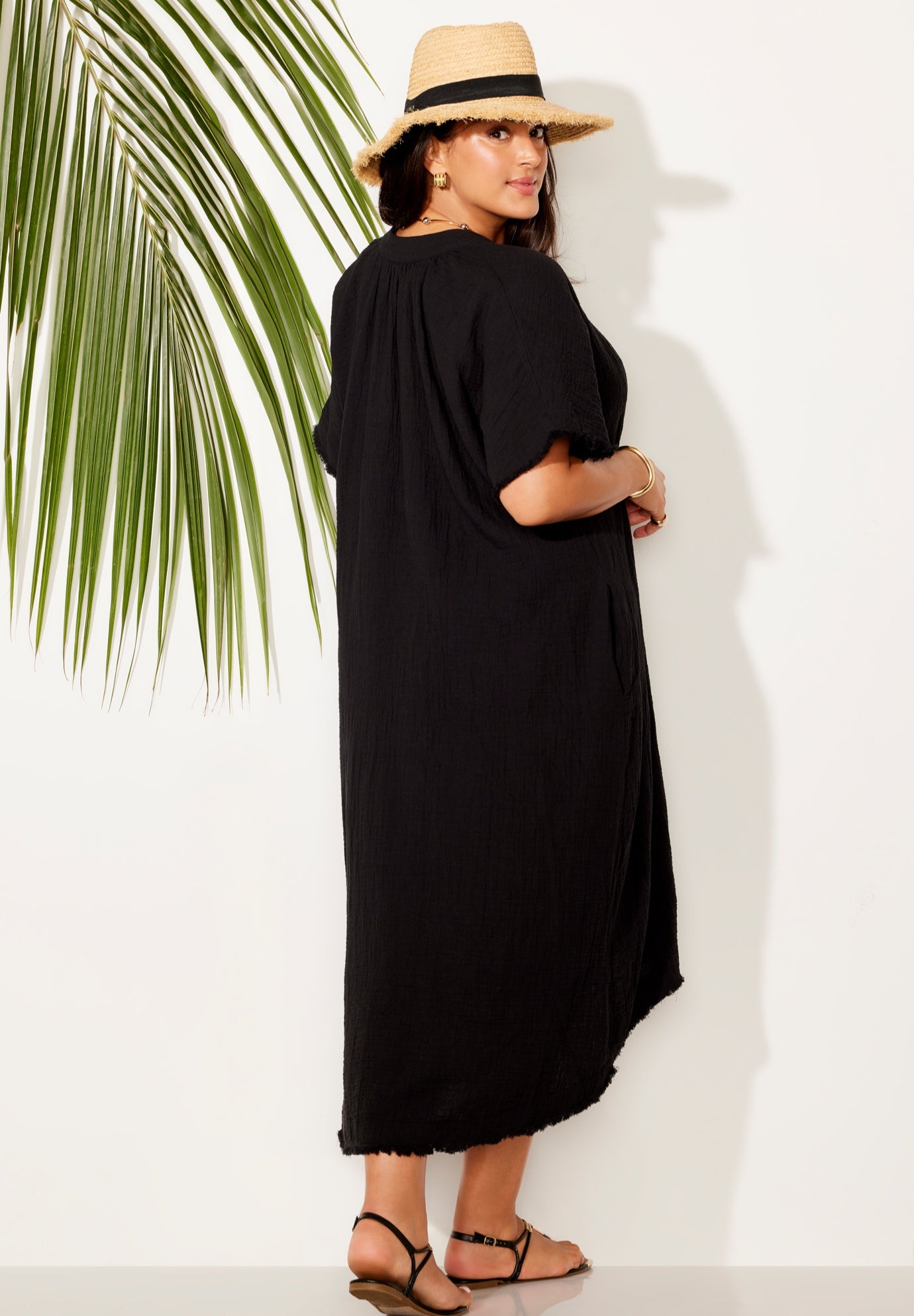 Gauze High-Low Sun Dress Cover Up image number 1