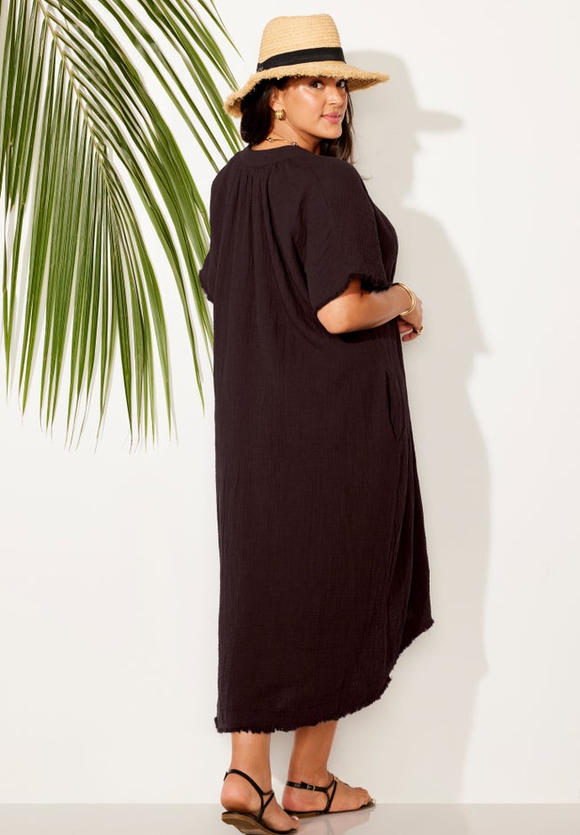 Gauze High-Low Sun Dress Cover Up image number 1