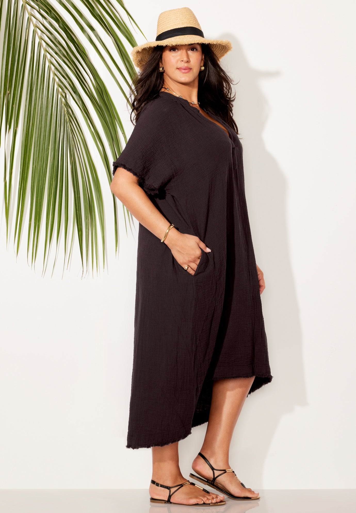 Gauze High-Low Sun Dress Cover Up image number 2