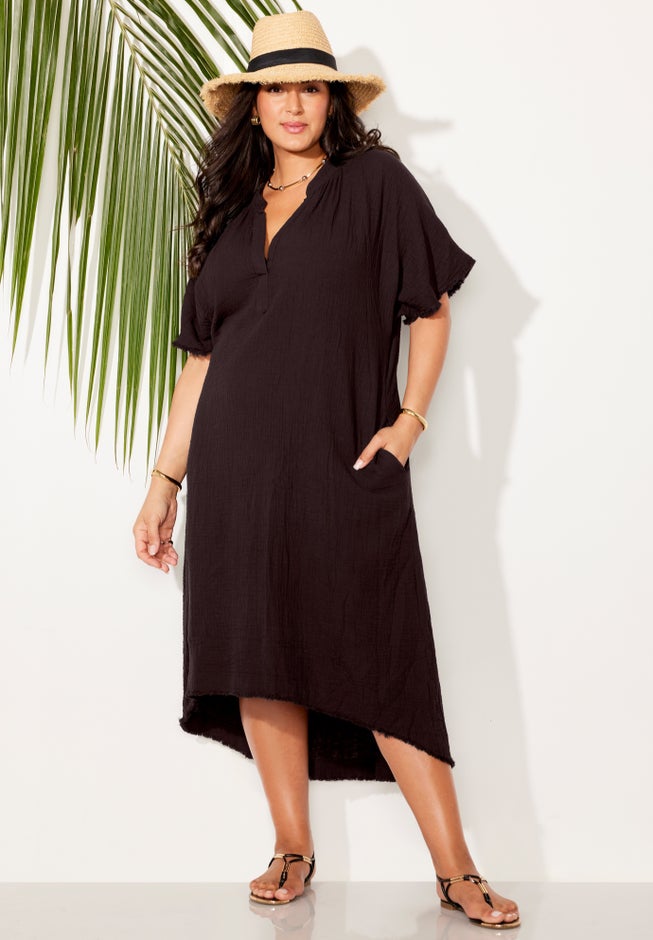 Gauze High-Low Sun Dress Cover Up image number 3