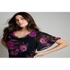 Plus Size Floral Sequin Flutter-Sleeve Gown &ndash; Handkerchief-Hem Maxi Dress image number null