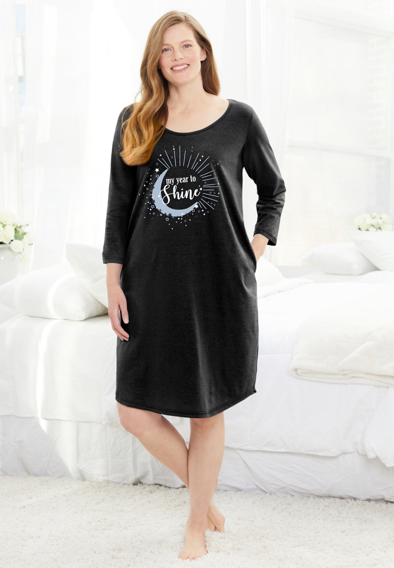 Avenue Body Three-Quarter Sleeve Sleepshirt image number 6