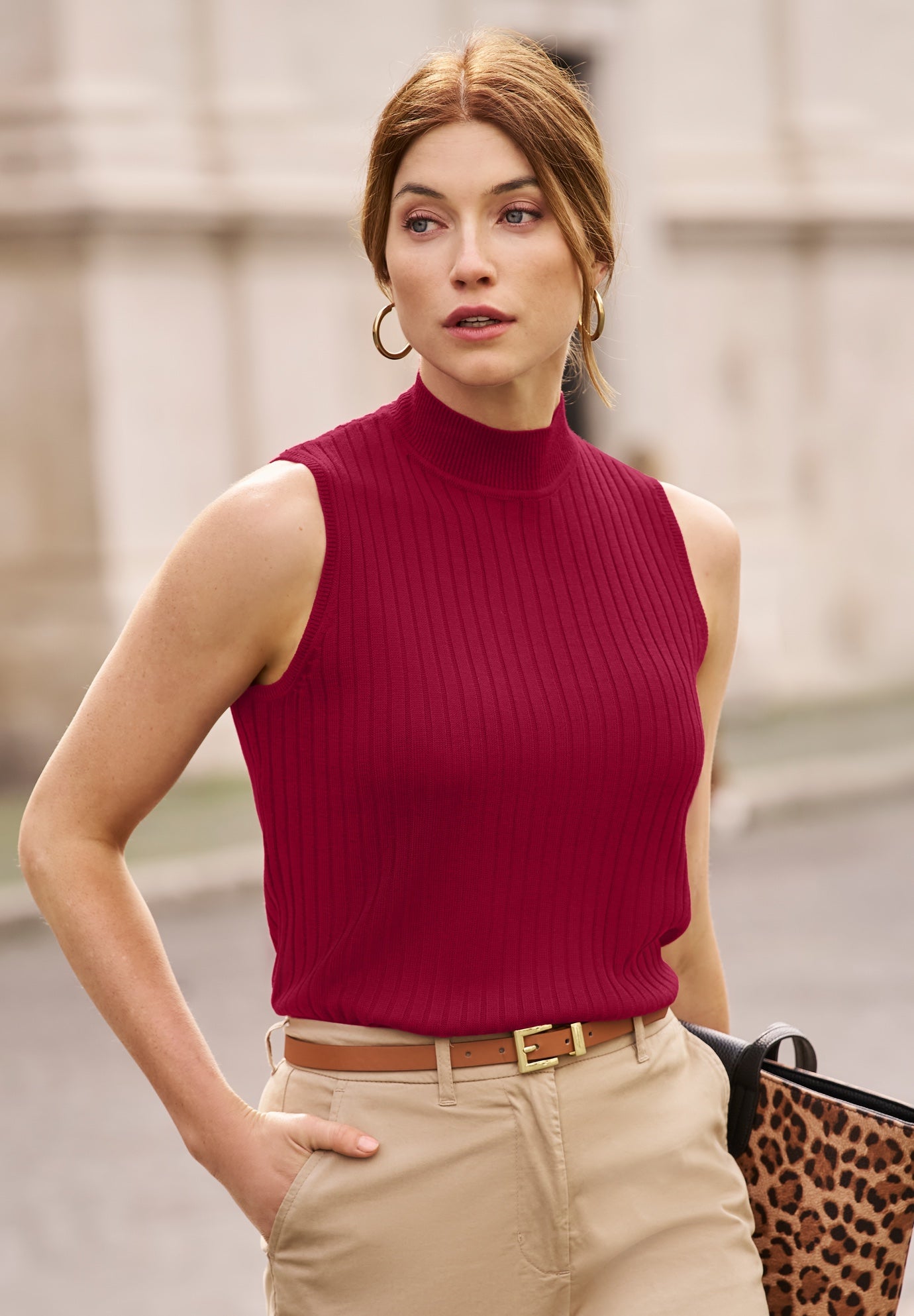 Ribbed Sleeveless Shell image number 0