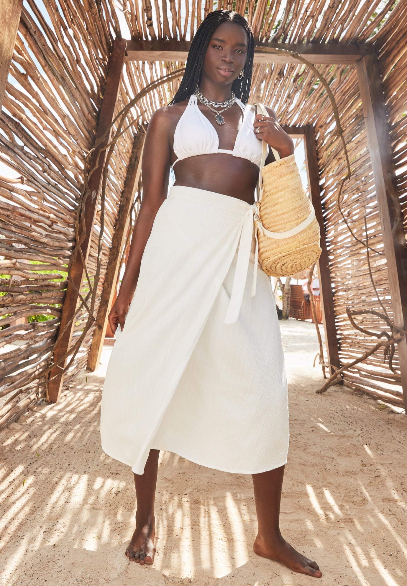 Crinkle Pleat Wrap Skirt Cover Up image number 0