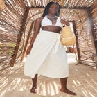 Crinkle Pleat Wrap Skirt Cover Up image number null