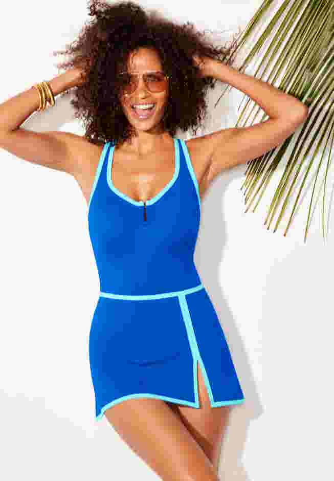 Two-Piece Convertible Maillot Swimdress image number 3