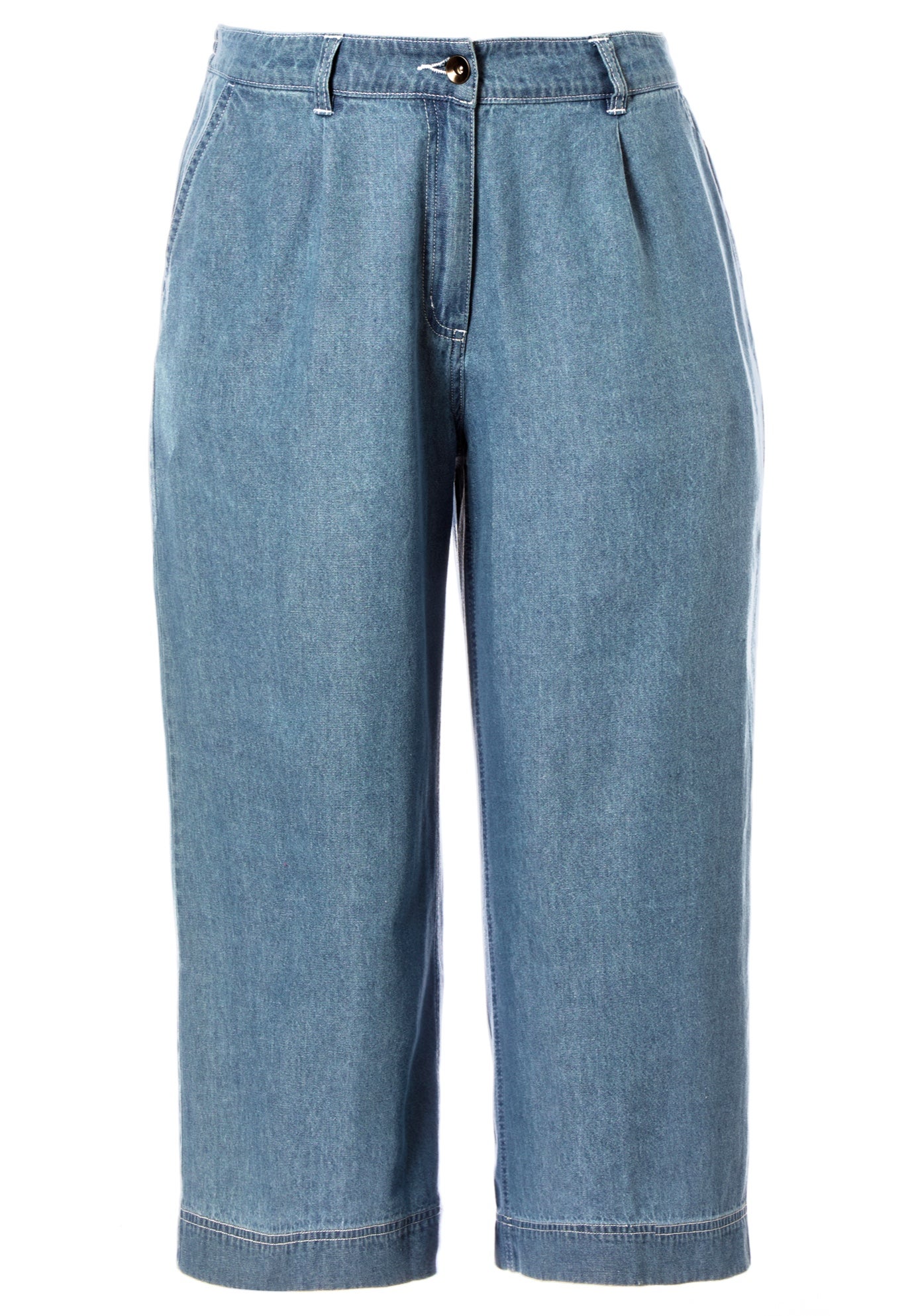 Lightweight Wide-Leg Crop Mid-Rise Elastic Waist Jeans image number 1